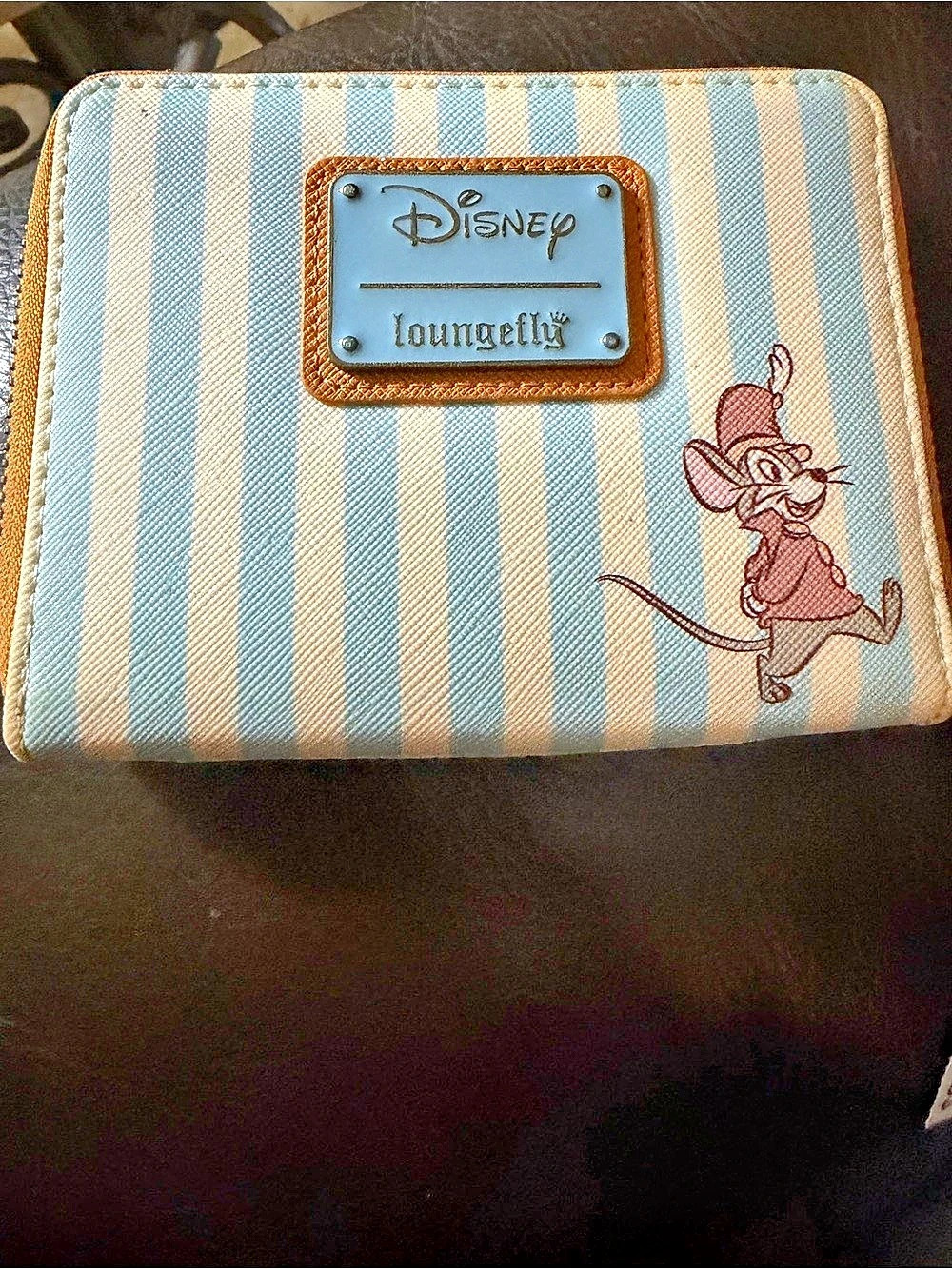 Disney Loungefly Dumbo Circus Timothy Mouse Striped Zip-Around Wallet Like New
